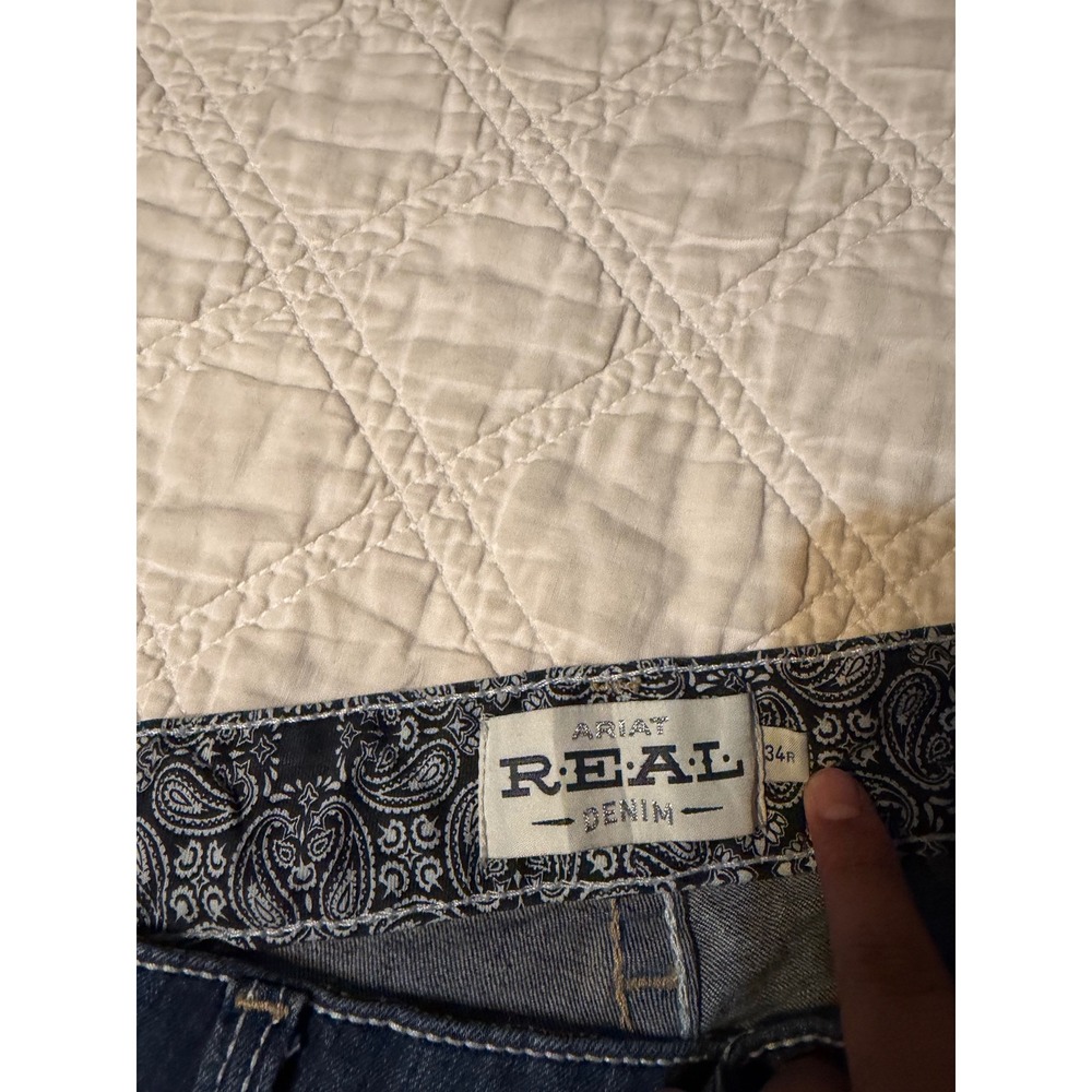 Ariat REAL Riding Jean Women 34R Blue Ocean Whipstitch Bootcut Denim - Picture 7 of 12